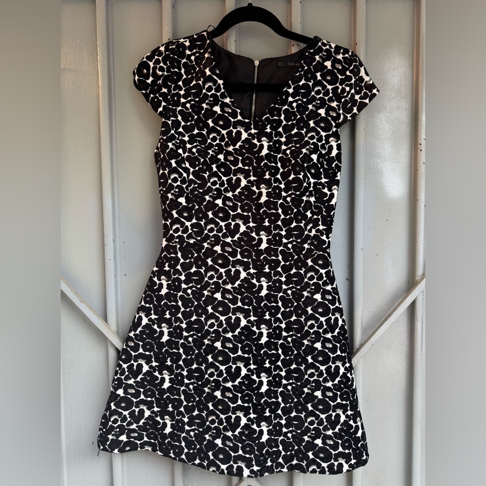 Zara Black and White Leopard Print Dress, Size S - Picture 9 of 14